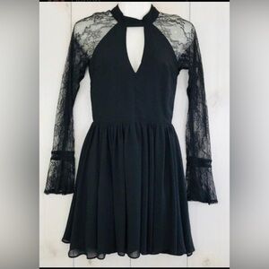 My Michelle Black Lace Long Sleeve Dress